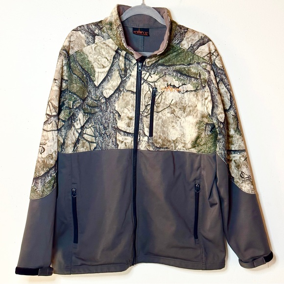 Habit Other - Habit Men’s Camo Zip Jacket L Gray Tan Fleece Lined